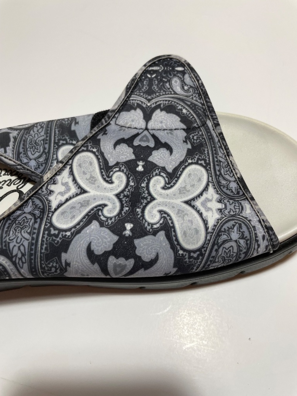 Alegria Platform Slide Sandals Black White Women's 10 - Picture 9 of 10
